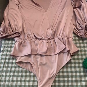 Express Mauve Ruffle Bodysuit